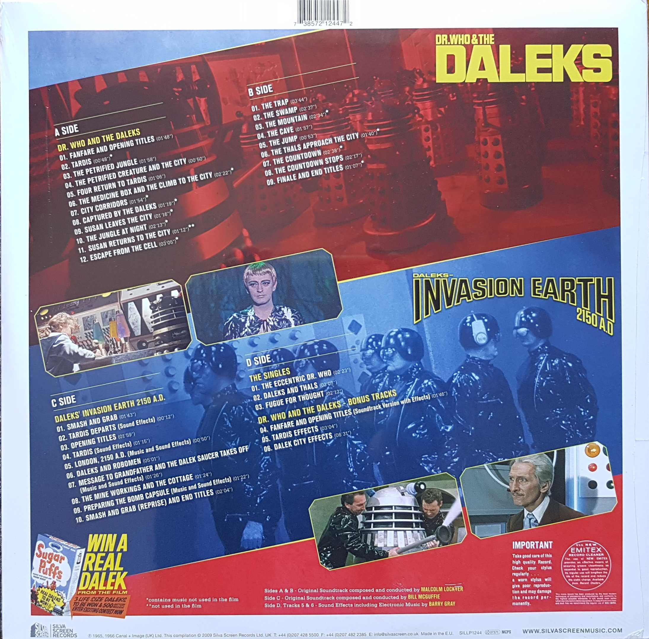Picture of SILLP 1244 Doctor Who and the Daleks / Daleks invasion Earth 2150 AD - Record Store Day 2016 by artist Malcolm Lockyer / Bill McGuffie / Barry Gray from the BBC records and Tapes library